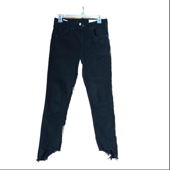 Rag & Bone 10 Inch Capri Jeans Raw Stepped Hem Black Hampton - 26 - Picture 1 of 11